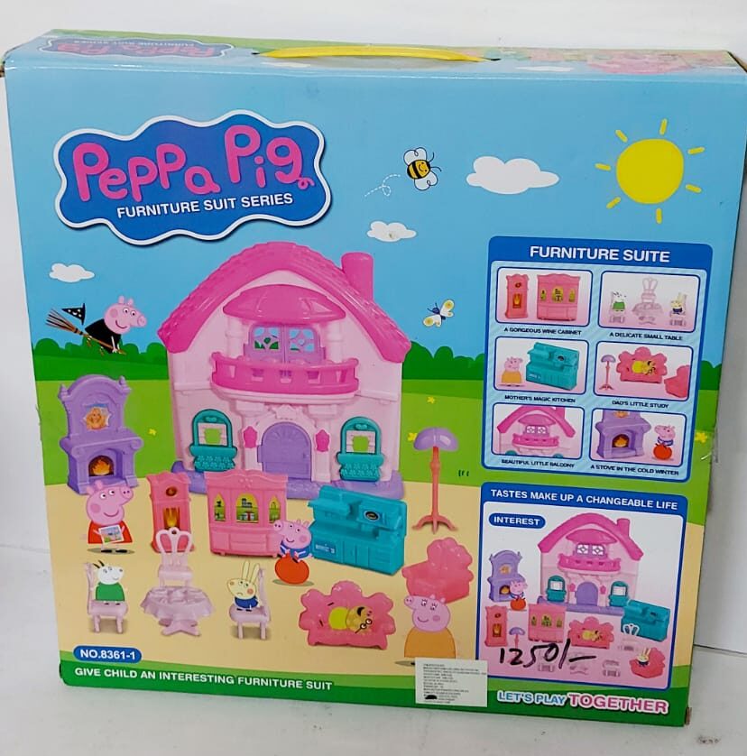 Peppa Pig Family Toy House Set with Complete Furniture and 4 Pig Family ...